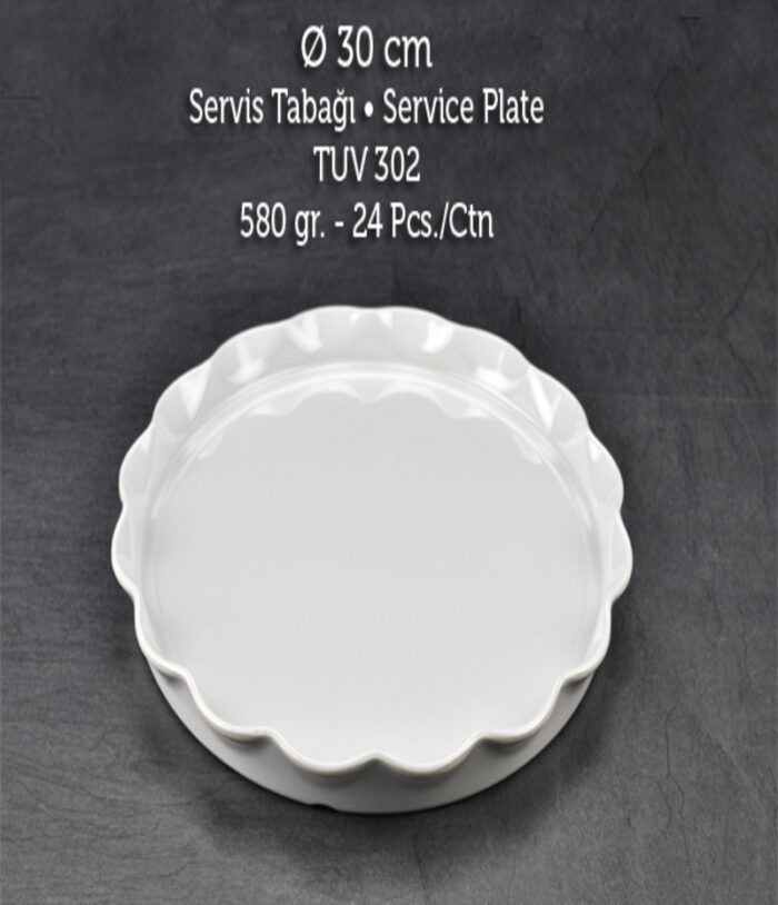 TUVA THERM 30 CM YUVARLAK SERVİS TABAK BEYAZ - Görsel 1