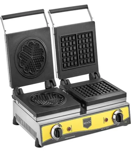 Remta Çiftli Kare+Çiçek Model Waffle Makinesi Elektrikli 21cm